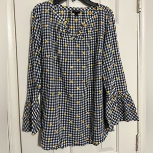 Talbots Gingham Embroidered-Flower Popover